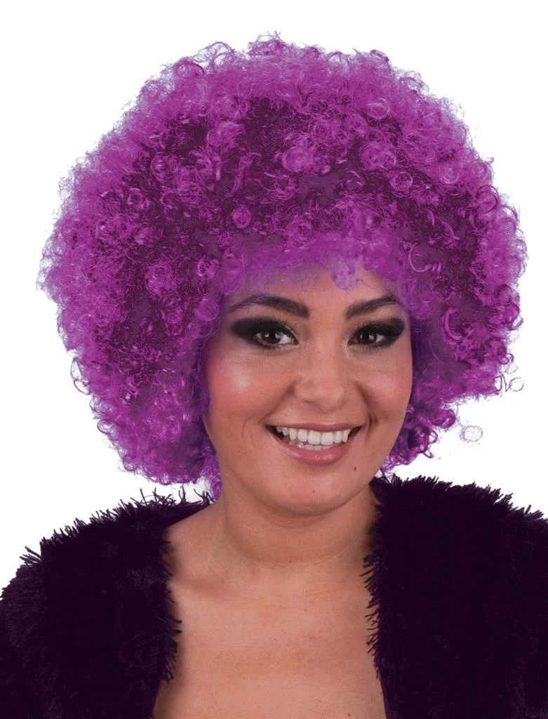 Pruik hippie afro Evi paars