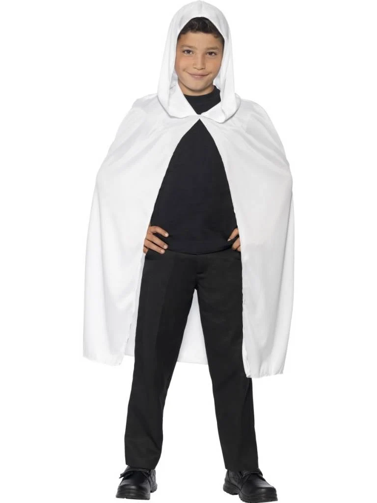 Kindercape met capuchon wit