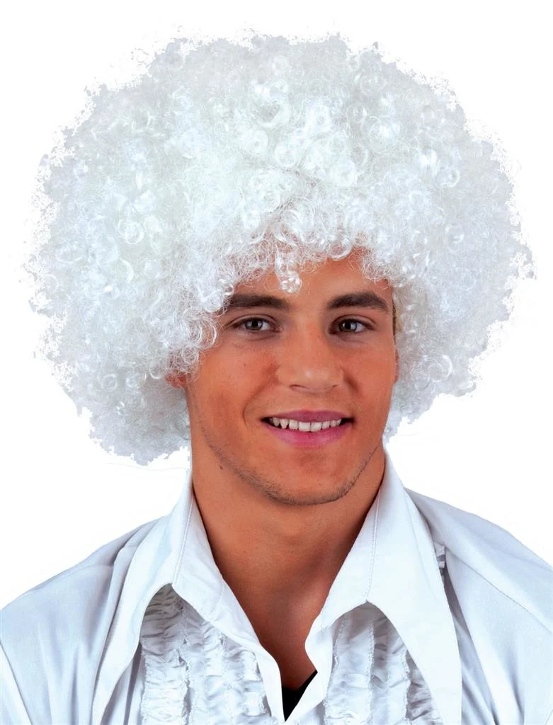 Pruik disco afro Sam wit