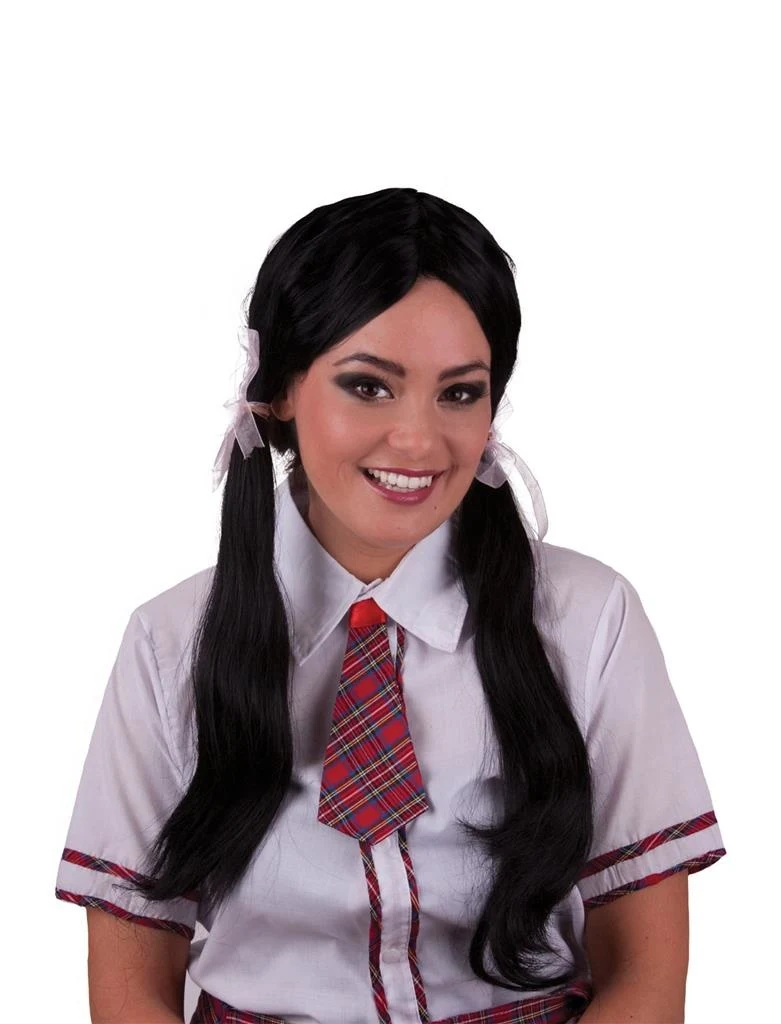 Pruik schoolmeisje Vivian zwart
