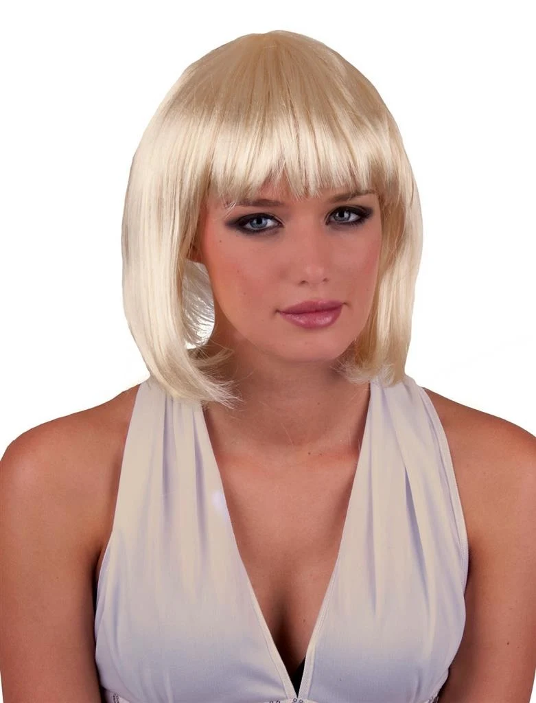 Licht blonde pruik Sexy Holly boblijn