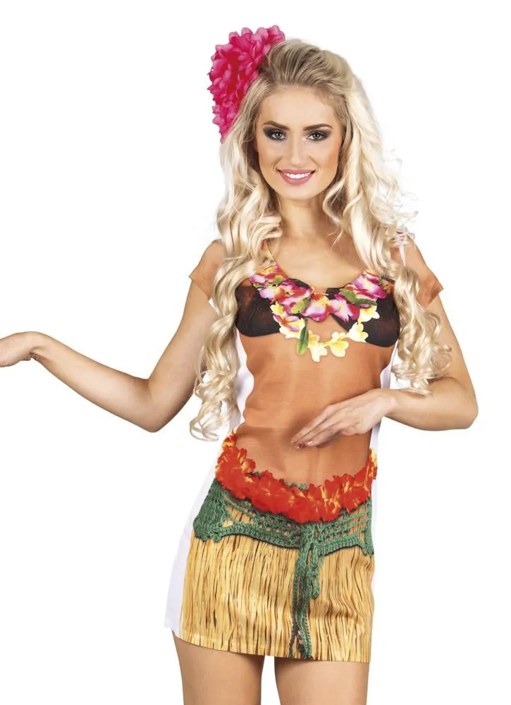 Foto Realistisch shirt Hawaiiaanse dame