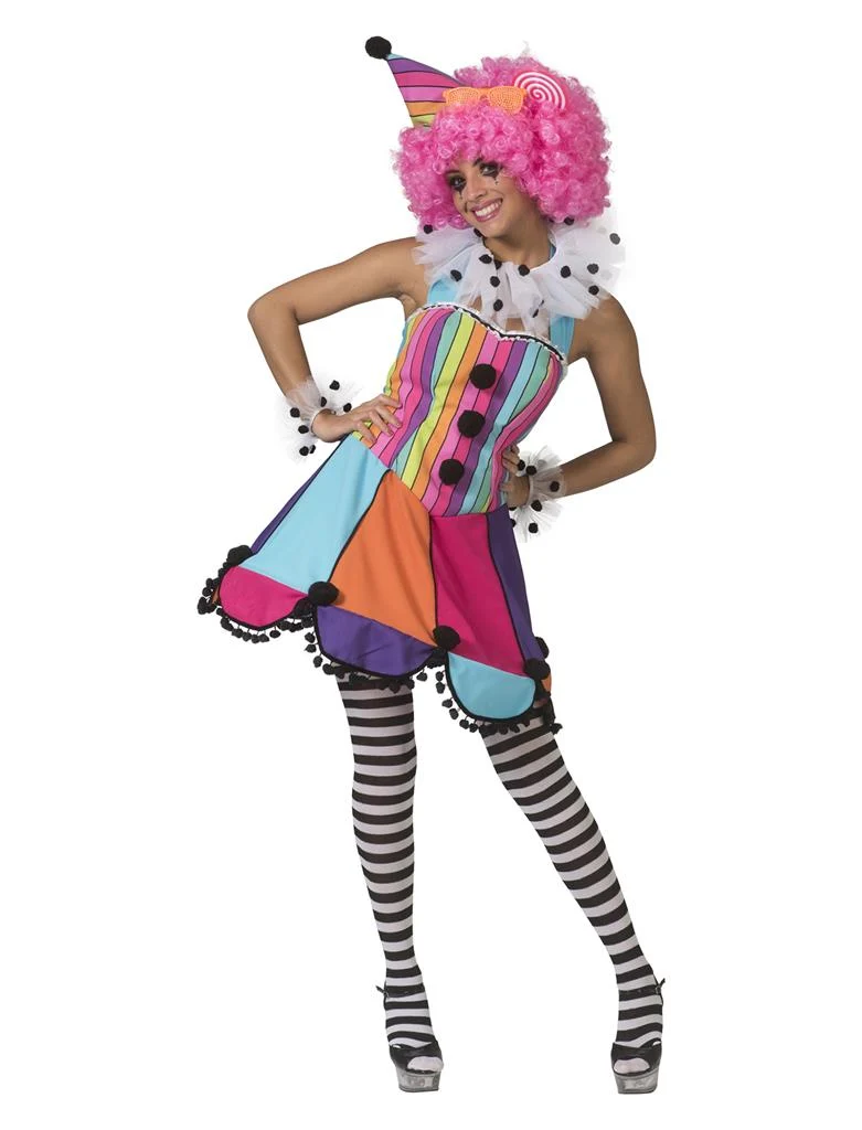 Regenboog clown jurkje Patty dames