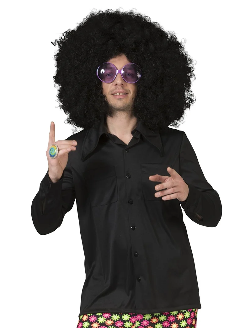 Zwart disco hemd Johny