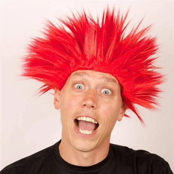 Pruik Electric shock rood