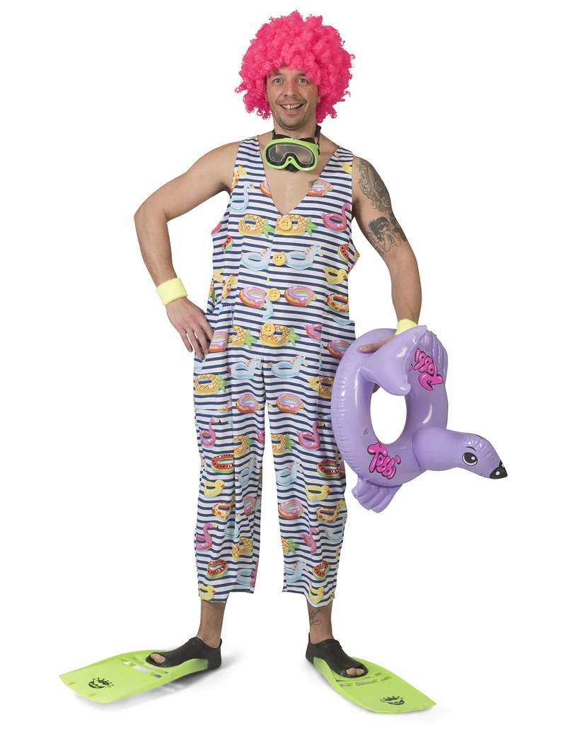 Tuinbroek Ties met bad eenden print