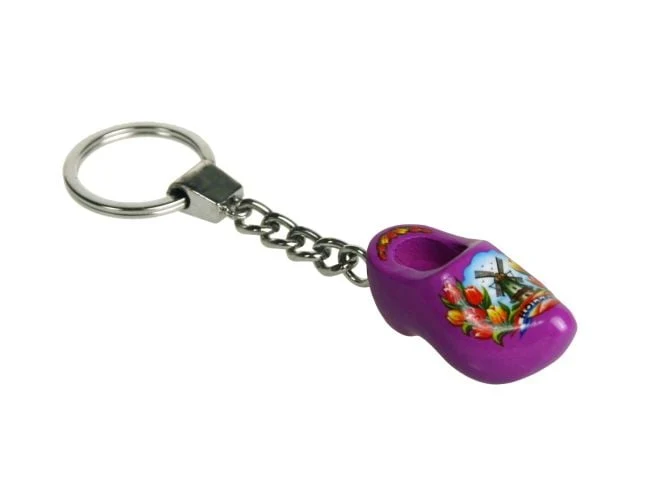 Sleutelhanger 1 klompje paars 4cm