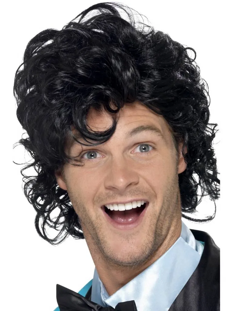 80's high school pruik zwart