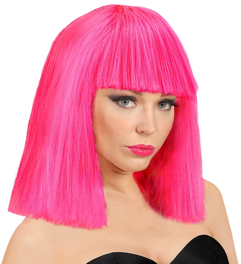 Neon roze showgirl pruik