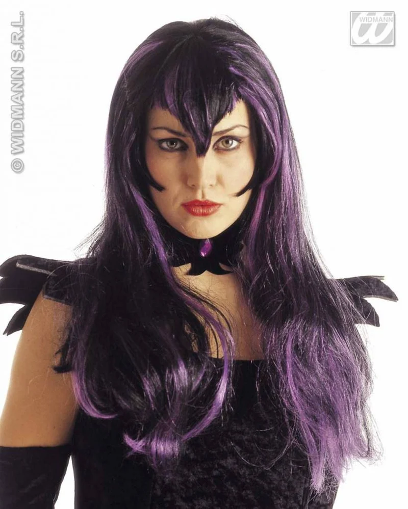 Pruik griezel Samatha paars
