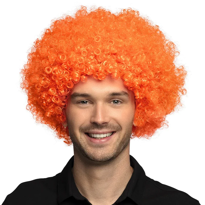 Afro pruik oranje