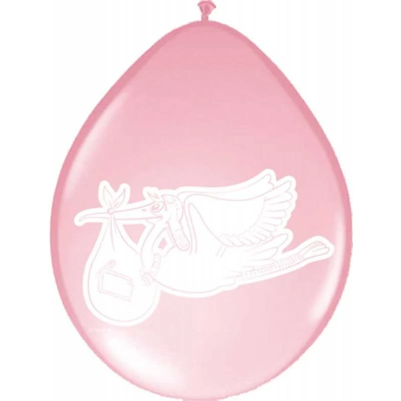 Roze ooievaar ballonnen - 8 stuks