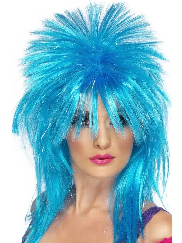 Sparkle Rock Diva pruik blauw