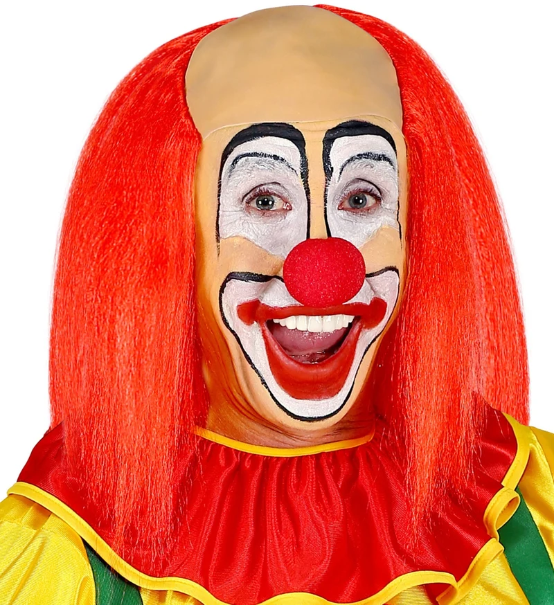 Kale kop pruik clown met rood haar