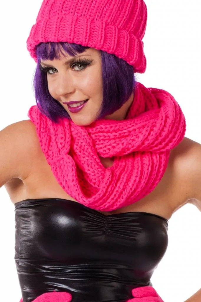 Sjaal rond neon pink