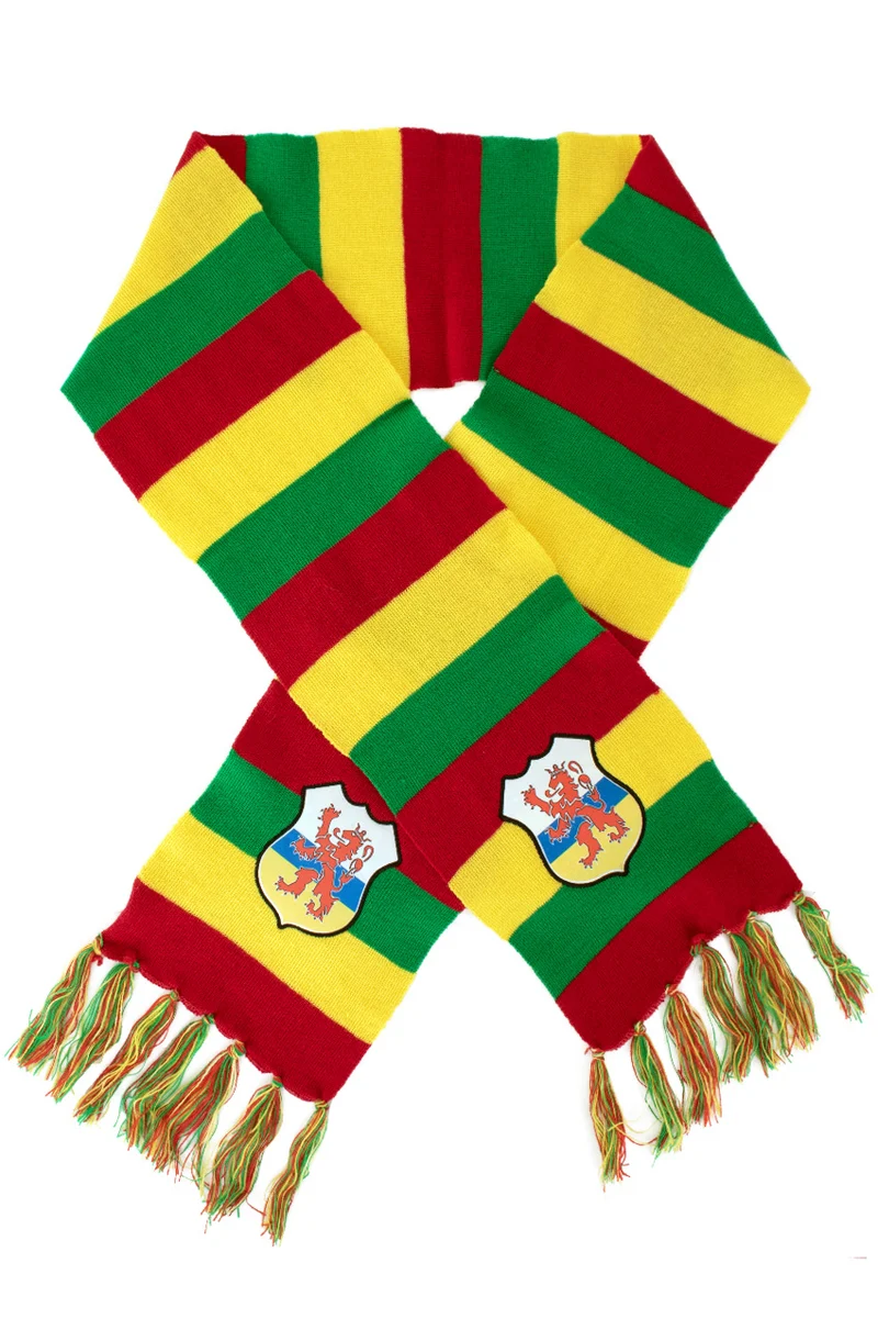 Sjaal gebreid rood/geel/groen