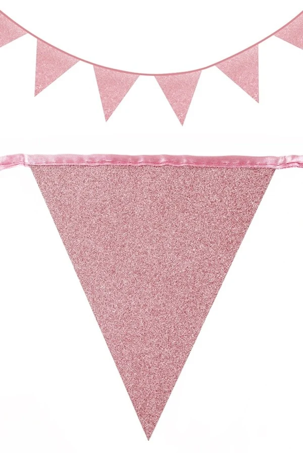 Vlaggenlijn glitter Rose Goud 6 meter