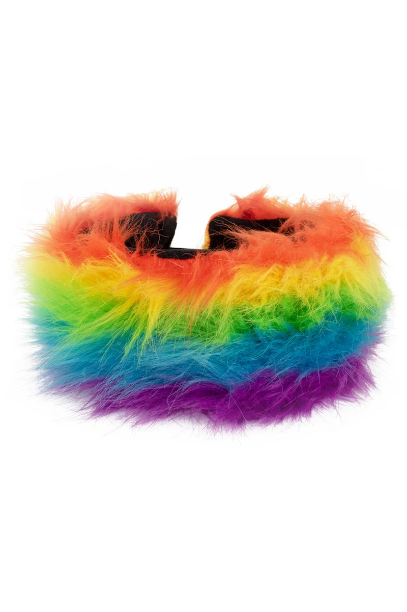 Hoofdband pluche regenboog