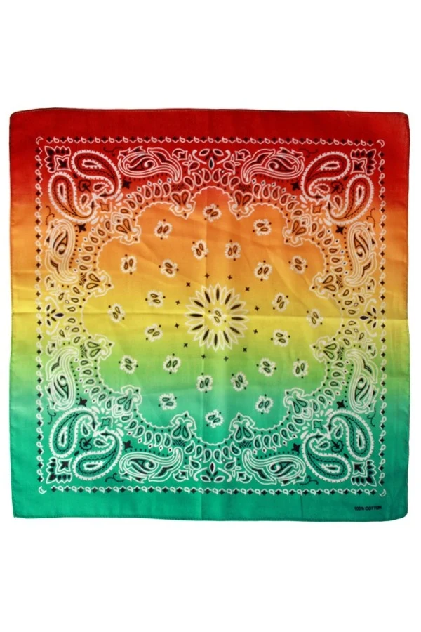 Bandana met kleurverloop rood/geel/groen 56 x 56 cm