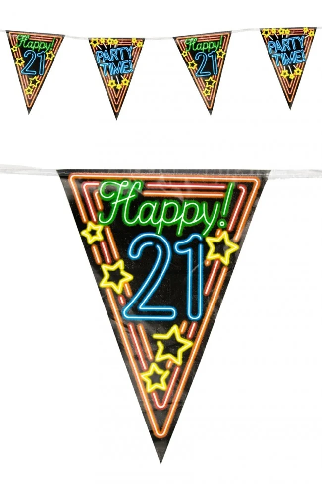 Vlaggenlijn 21 jaar Neon 10 meter