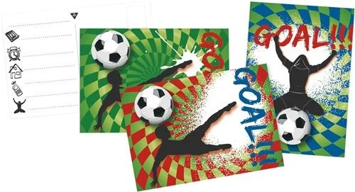 Uitnodigingskaarten verjaardag goal voetbal 6 stuks