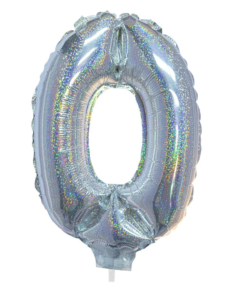 Folieballon 41cm op stokje glitter zilver