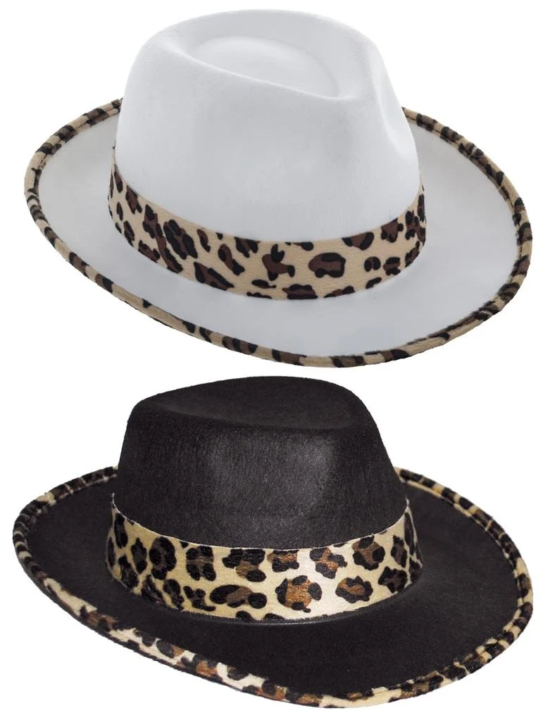 Hoed met luipaard print in zwart of wit