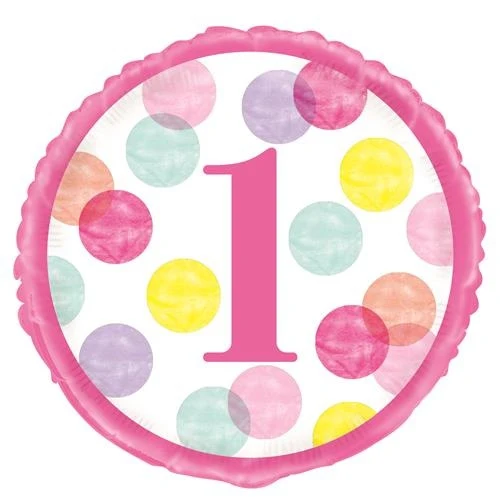 Folie ballon First Birthday roze 45cm