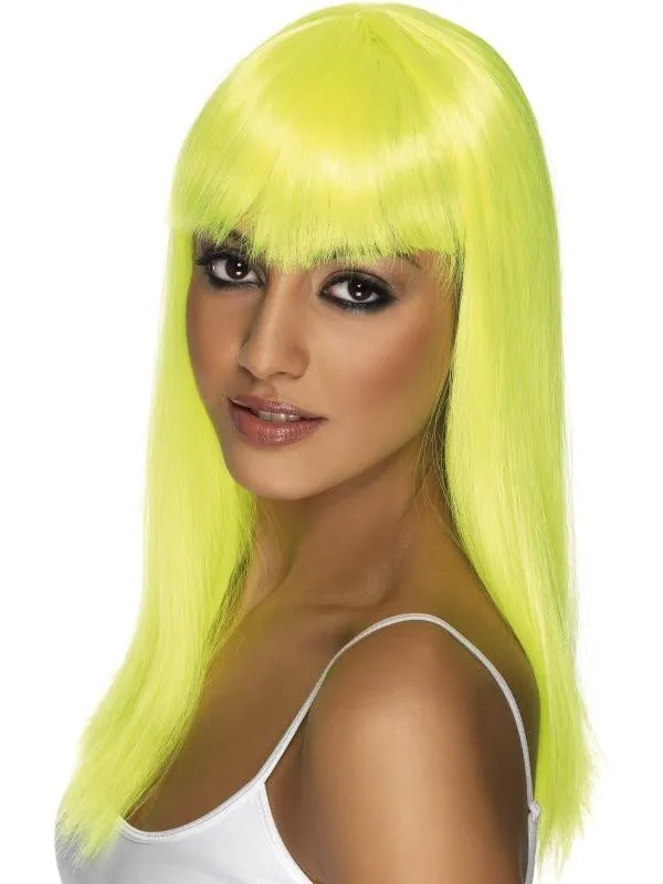 Glamourama pruik neon geel