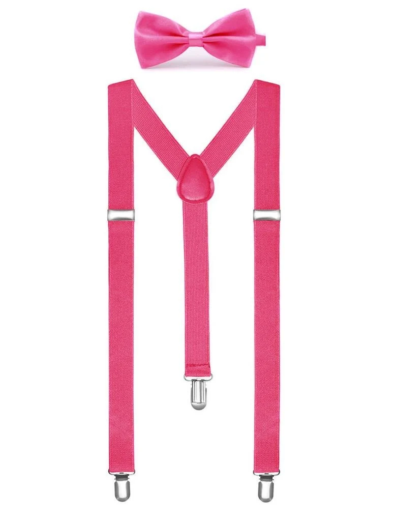 Bretellen met vlinderdas roze
