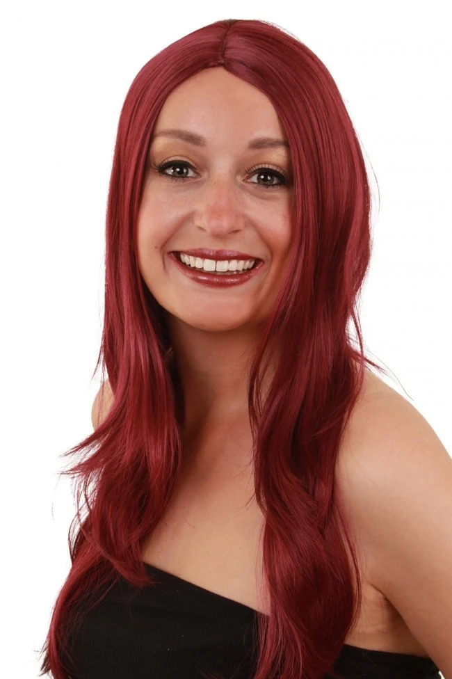 Pruik Anne lang haar in rood/bordeaux