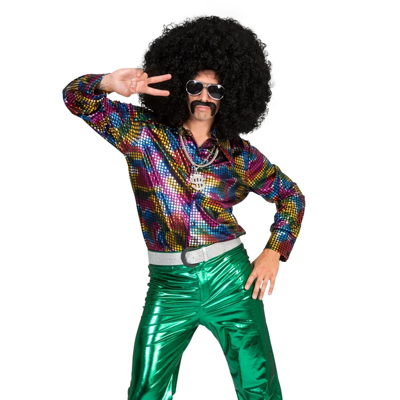 Disco Shirt Johny regenboog glitter kleuren