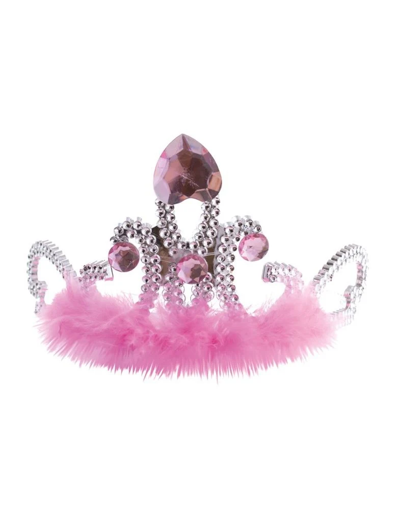 Tiara met marabou en nep diamanten