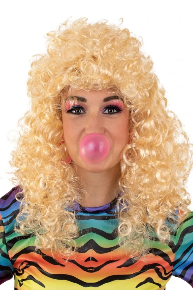 Pruik Lola lang krullend blond