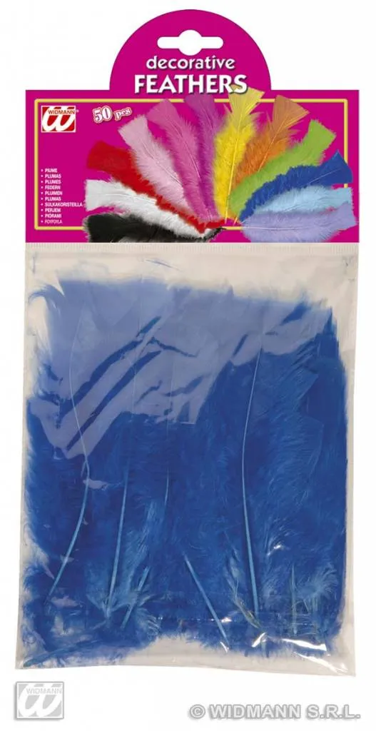 Zakje met 50 veertjes blauw