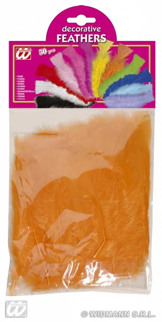 Zakje met 50 veertjes oranje