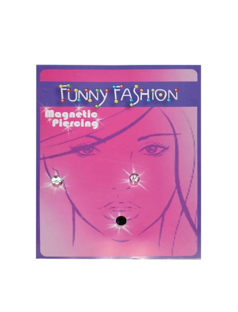 Nep piercings met nep diamanten 3 stuks