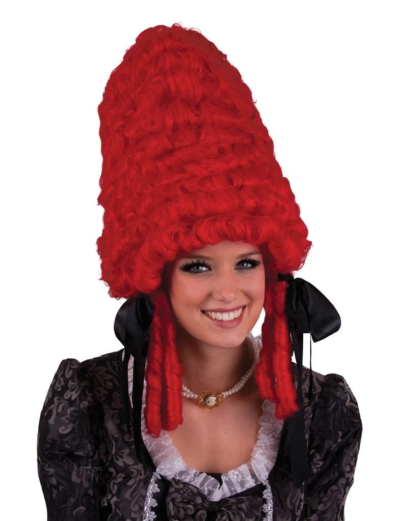 Pruik Pompadour rood