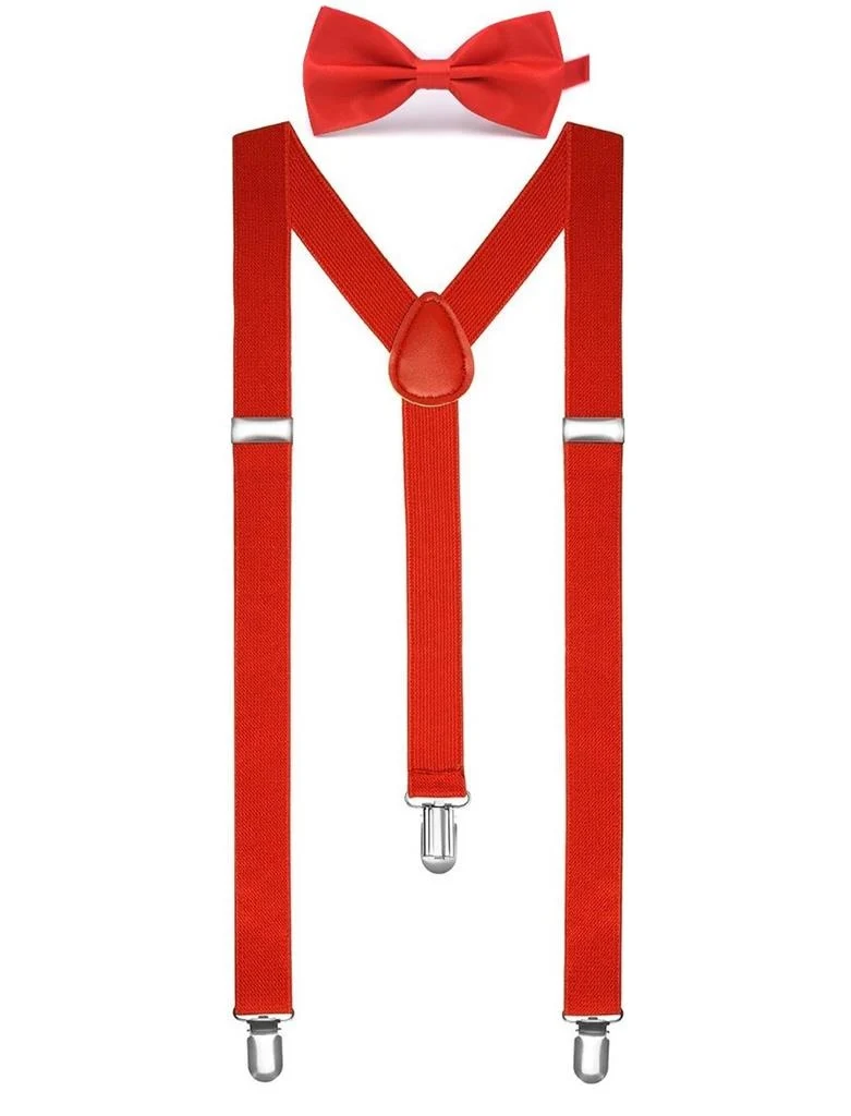 Bretellen met vlinderdas rood