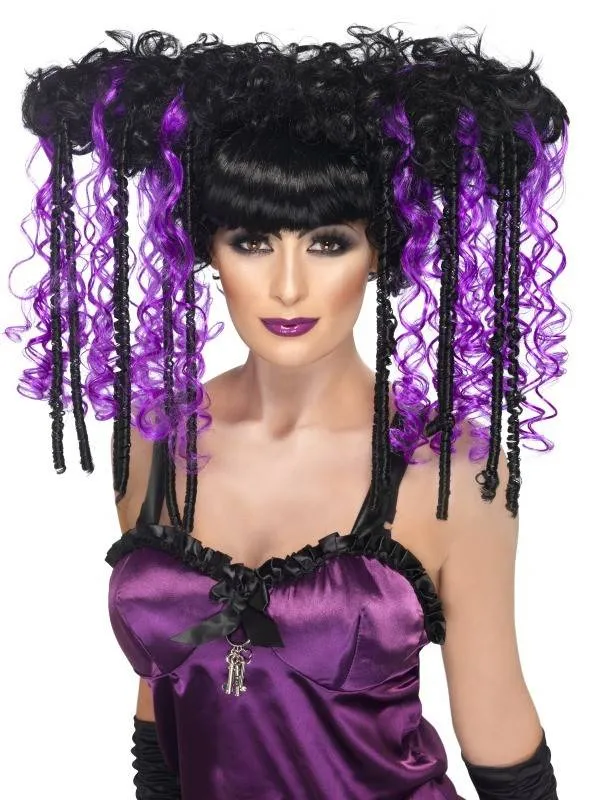 Gothic emo pruik paars/zwart
