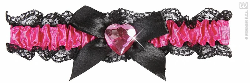 Kousenband roze met roze hartje