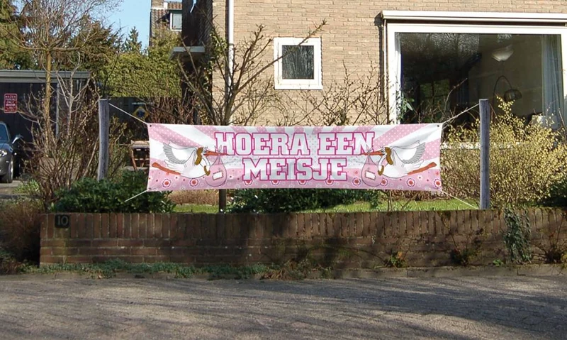 Straatbanier Hoera een meisje