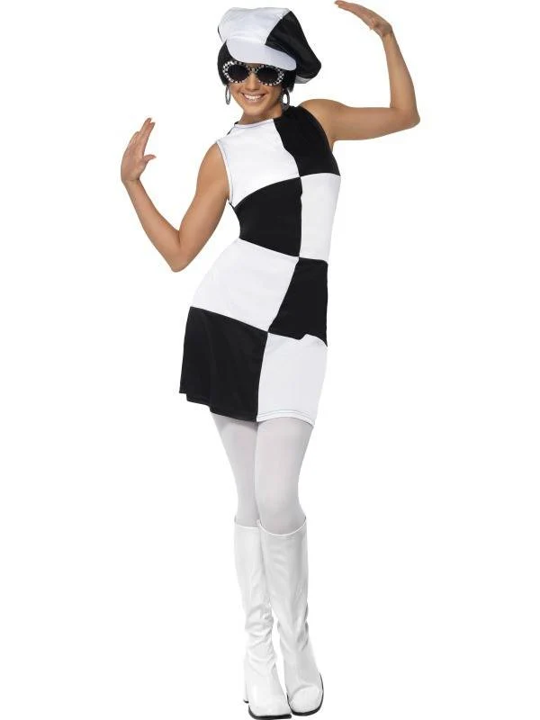 60's partygirl zwart/wit