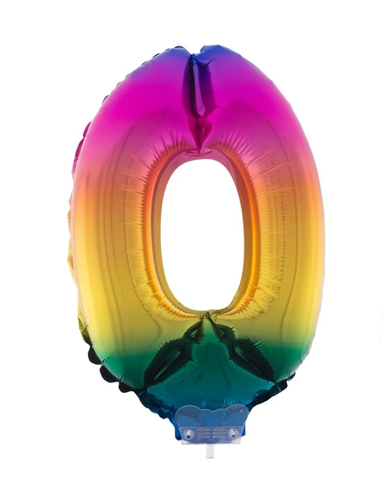 Folieballon 41 cm op stokje regenboog