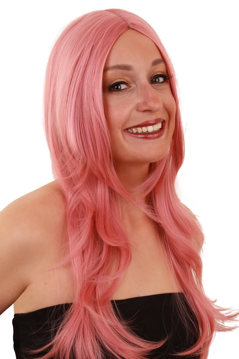Pruik Anne lang haar in oud roze