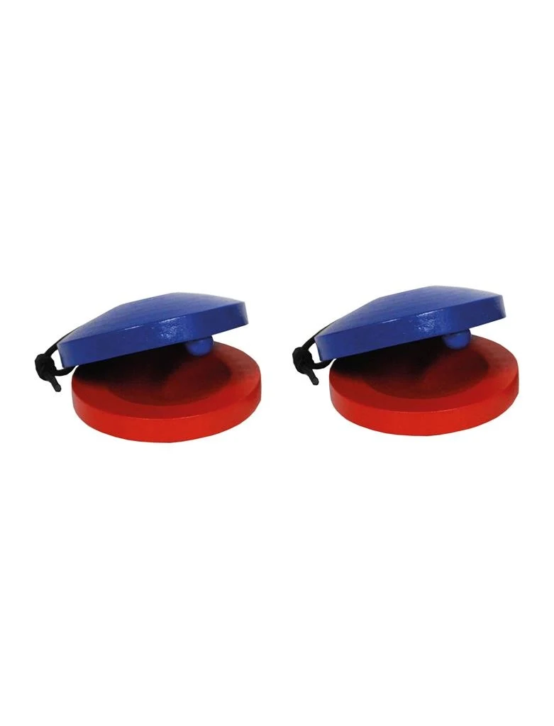 Twee castagnetten rood blauw