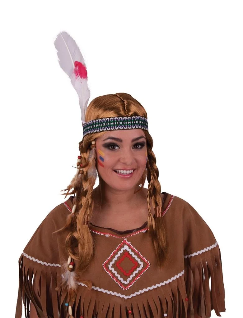 Indianenpruik Evi blond met vlechten