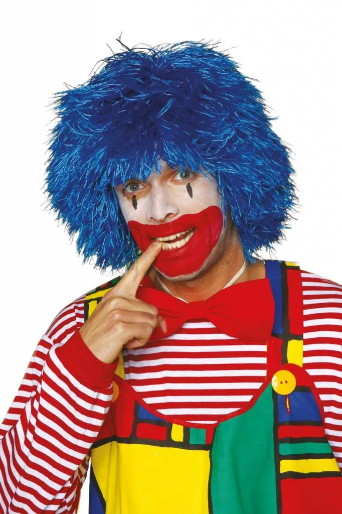 Clown pruik blauw