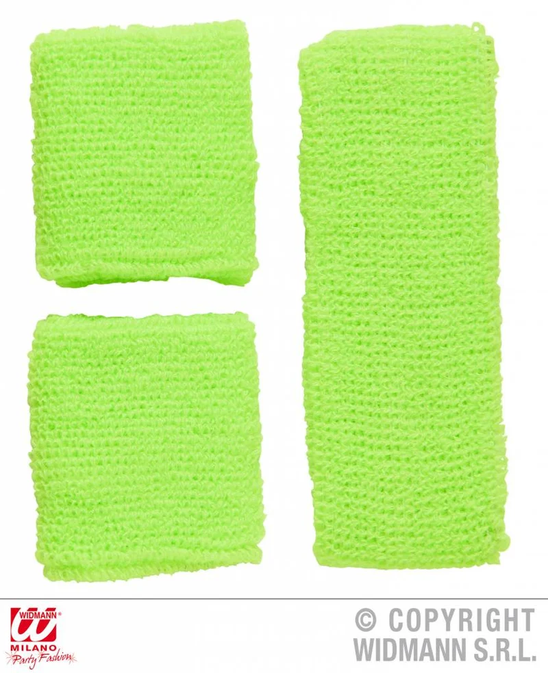 80's zweetband set neon groen