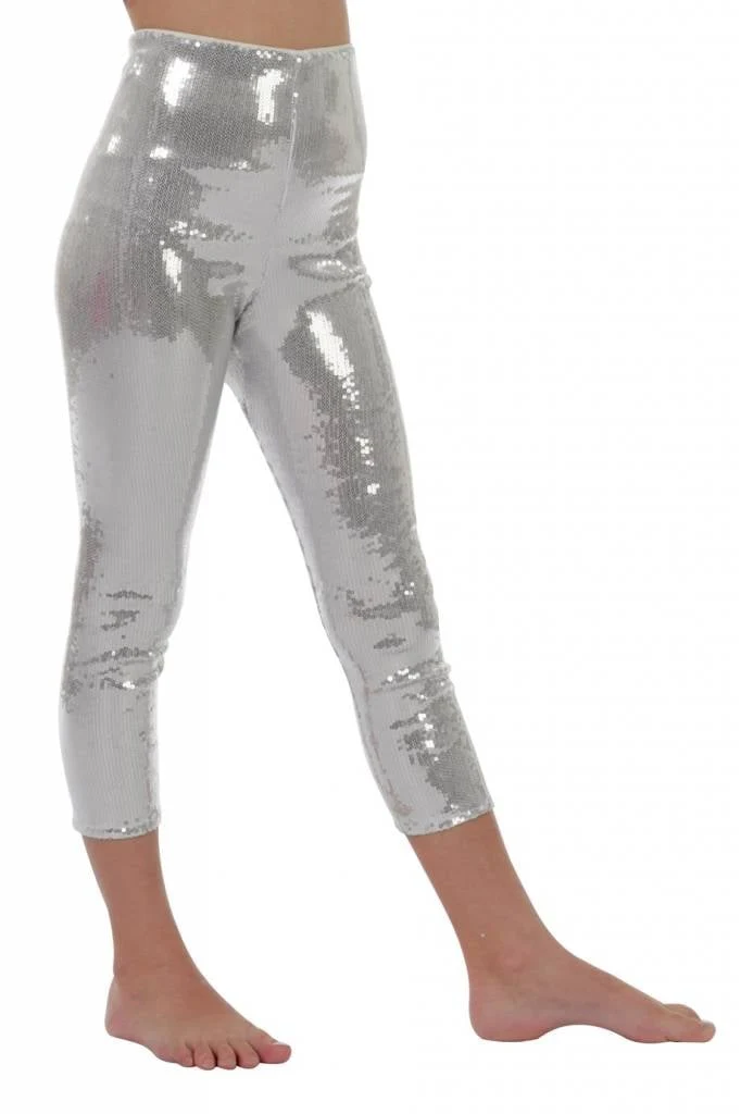 Legging pailletten zilver kind
